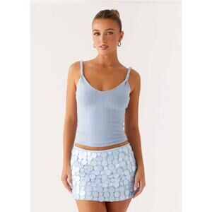 Peppermayo blue movie star shell sequin mini skirt  - size 10